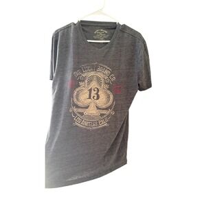 Lucky Brand Mens Spade 13 Graphic T-Shirt Charcoal Grey Grunge Size Medium